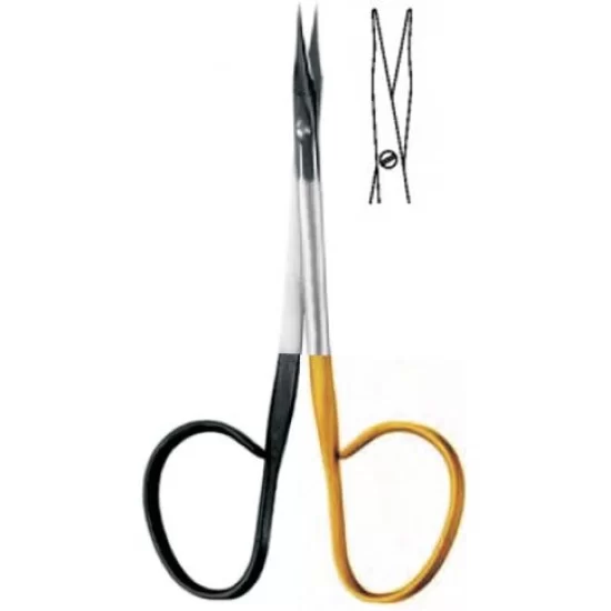 Integra Miltex 9-115 Reeh Stitch Scissors, Sharp Pointed Tips, Small Hook  On 1 Blade, Ribbon Style Handles, 3¾in. , each